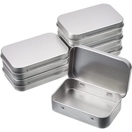 6 Pack Tins Container Metal Rectangular Empty Hinged Tins Box with Lids, Mini Portable Storage Box Small Storage Containers for Home Organizer
