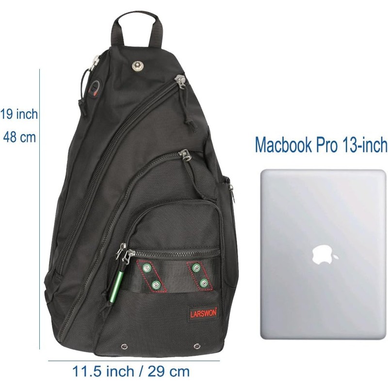 Larswon Sling Backpack, Sling Bag for Laptop, Crossbody Bag Men