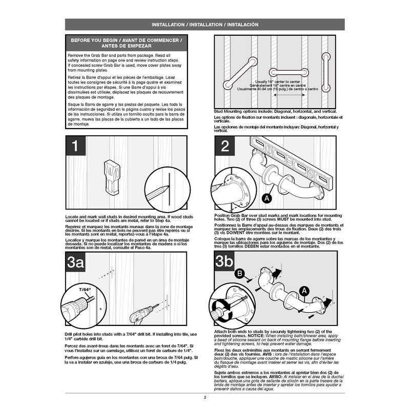 Delta 5600 Series (1-Pack) 24' Shower Grab Bar Seniors ADA