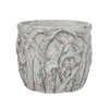 Creative Co-Op Embossed Floral Cement Planter, Distressed Green