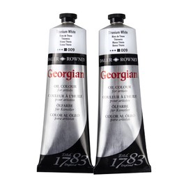 Daler-Rowney Georgian Oil Paint Titanium White Twin Pack 225ml Tube - Art Paints for Canvas Paper and More - Oil Painting Supplies for Artists and Students - Artist Oil Paint