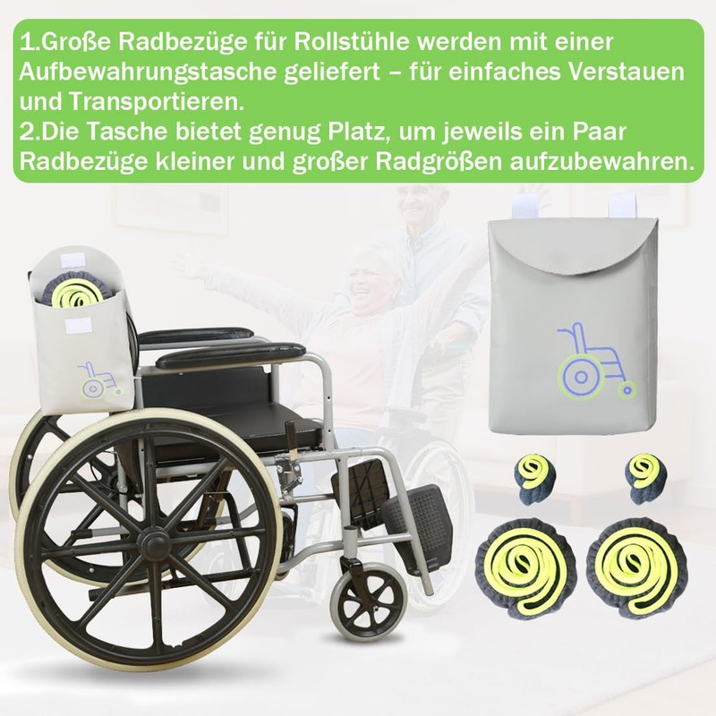 Ehucon WheelCover for transport wheelchair wheels, wheelchair accessories, tyre covers