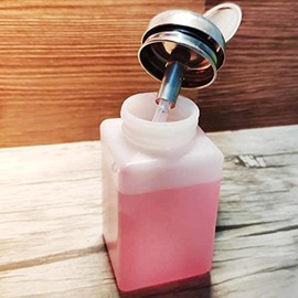 White Portable Nail Polish Cleaner Remover Dispenser Water Bottles 200ml Metal Cap Push Down Empty Bottle for Home Travel Press Bottle Nail Art and Polish