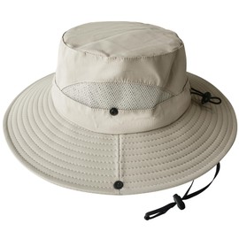 AGLIFEFY Sun Hats for Men Women Bucket Hat Safari Boonie Hat Outdoor Wide Brim UPF 50+ Fishing Foldable Hats Khaki (Mesh on Side)