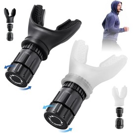 Breathe Exercise Device Adjustable Resistance for Trainer,Lung Trainer Divice, Exerciser Trainer Daily Fitness Training, Easy-to-Clean - Color: Black + White - 2Pack