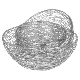 Alpha Living Home Metal Mesh Countertop Fruit Basket Bowl Stand for Kitchen, Restaurant, Dining Room, Decorative Table Centerpiece - Stand for Bread, Snack, Household Item Storage - Set of 3 - SILVER