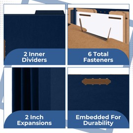 18 Pcs Legal Size Pressboard Classification Folders 2 Dividers 2 Inch Expansions File Folders with 2 Prongs Fasteners 8.5 x 14in for Office Organize Paper Files Medical Records(Dark Blue)