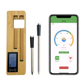 Wireless Meat Thermometer with 2 Meat Probes, Bluetooth 5.2 with App Control, Compatible with iOS & Android, IP68 Waterproof, Fast Charging & Magnetic Smart Food Thermometer for Oven Grill BBQ