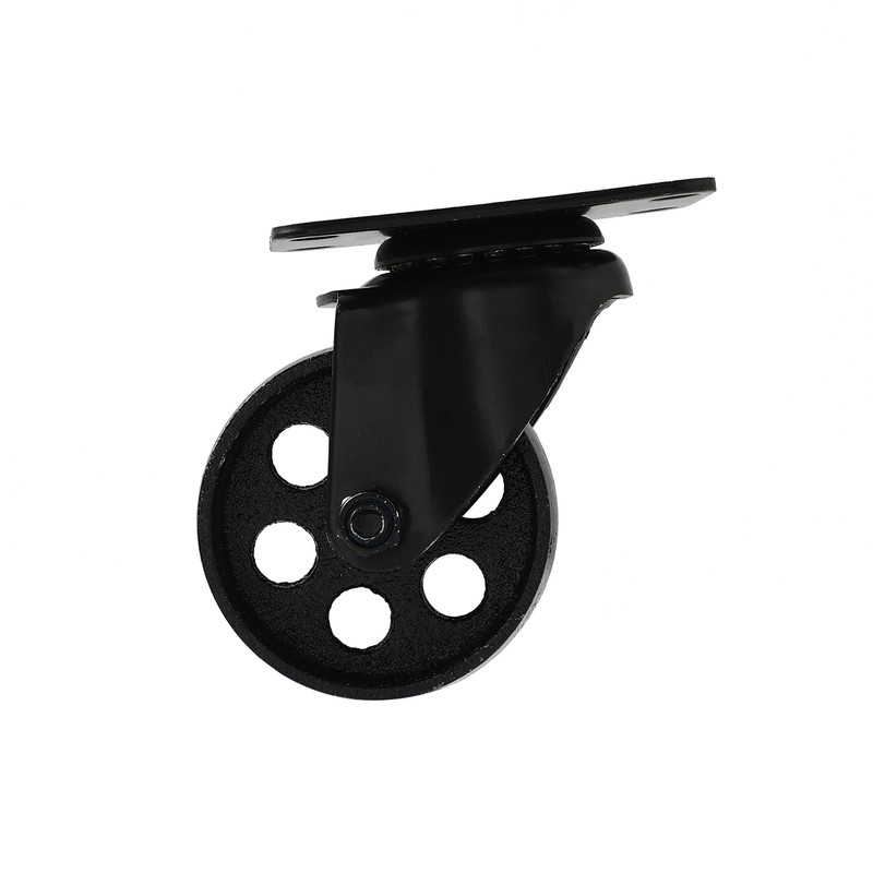 FactorDuty 4 All Black Metal Swivel Plate Caster Wheels w/Brake