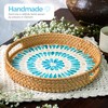 JUNGLE CULTURE Rattan Serving Tray 12" with Mother of Pearl
