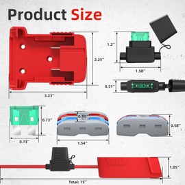Power Wheels Adapter, 18V Battery Adapter Converter for Power Wheels Adapter for RC Cars Trucks & Robotics Toys Complete with Fuses, 12AWG Wire, Terminal Connectors -2Pcs