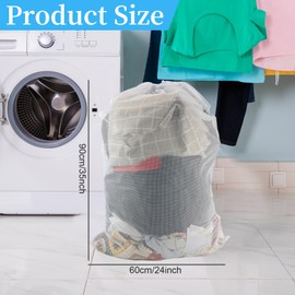 2 Pack Extra Large Mesh Laundry Bag with Drawstring, Washing Bag Net for Washing Machine, Washing Bags for Travel, Delicates, College Dorm (White)