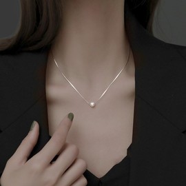 Sterling Silver Pearl Pendant Necklace- Pearl necklaces for women-Pearl pendant necklace-Adjustable Length - Dainty Pearl Pendant Necklaces - Stylish and Versatile - Ideal for Women - Independent Packaging