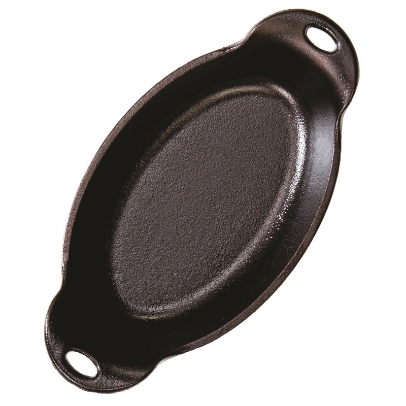 Lodge Heat Enhanced and Seasoned Cast Iron Oval Mini Server,