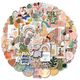 REEKNOKOL 100Pcs Stickers,Aesthetic Sticker, Cute Sticker Packs, Waterproof Vinyl Stickers for Water Bottles, Scrapbooking, Notebook, Laptop（Boho 2）