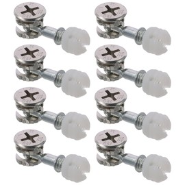 Fudeshe 3-in-1 Furniture Connecting Kit 8pcs Plastic, Metal Quick Disassembly M6x25mm Dowel Screws Durable Silver Cam Fitting