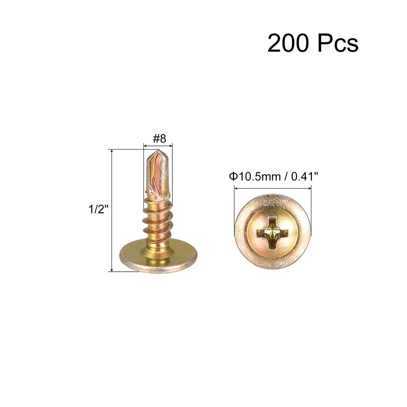 uxcell Phillips Head Self Tapping Screws, #8 x 1/2" Carbon