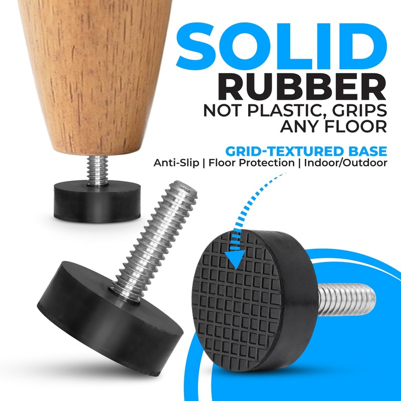 lleduli 12 Pack All-Rubber 1/4"-20 UNC Leveling Feet with Inserts,