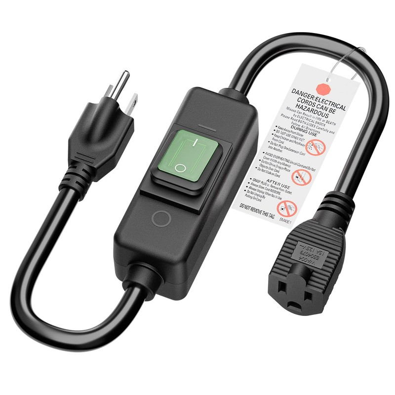 3-Prong Outdoor Waterproof Extension Switch Cord, in-Line On/Off Switch Extension