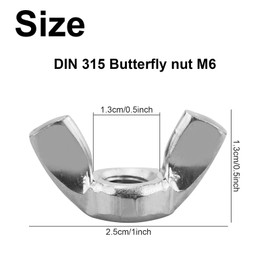 DIN 315 Wing Nut M6, Pack of 10 Stainless Steel Butterfly Nut, High-Quality Wing Nuts Assortment Metric Rustproof Wing Nut Thread Sizes Hand Screw Wing Nuts