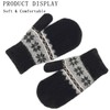 Kids Winter Soft Warm-Knit-Mittens, Boys-Girls Snowflake-Print Warmly Double-Layer Snow-Mittens Ski-Gloves