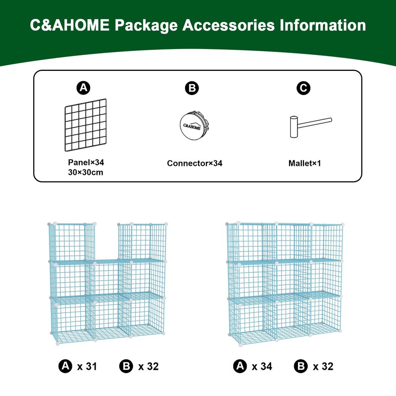C&AHOME Wire Cube Storage, 9 - Cube Organizer Metal C