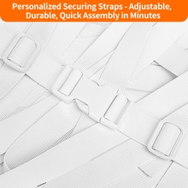 BEYOURD Buckle and Strap Set, 10 Yards Polyester Webbing Strap with 6 Dual Adjustable Side Release Plastic Buckles, 12 Pieces Tri-Glide Slider Clips for Custom Projects (Everyday Series 1 Inch, White)