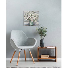 LAIART Bathroom Wall Decor Art Country Style Canvas Flowers Pictures Print Farmhouse Vintage Artwork for Kitchen Bedroom living room (flower, 12"x 12")