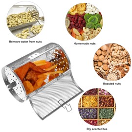 CALLARON Air Fryer Rotisserie Basket - Stainless Steel Rotating Basket for Air Fryer, Air Fryer Basket, Rotisserie Cage with Locking Latch, for Fries, Nuts, Coffee Beans, Rotisserie