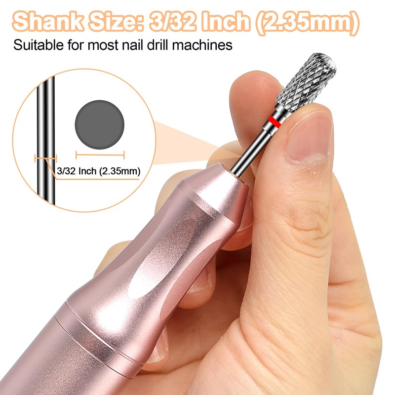 Diesisa 6PCS Nail Drill Bits, 3/32 Inch Efile Nail Drill