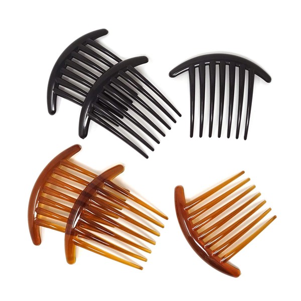 Honbay 6PCS Plastic 7 Tooth French Twist Combs Hair Side Combs Clips Accessory for Women and Girls (4Inch)