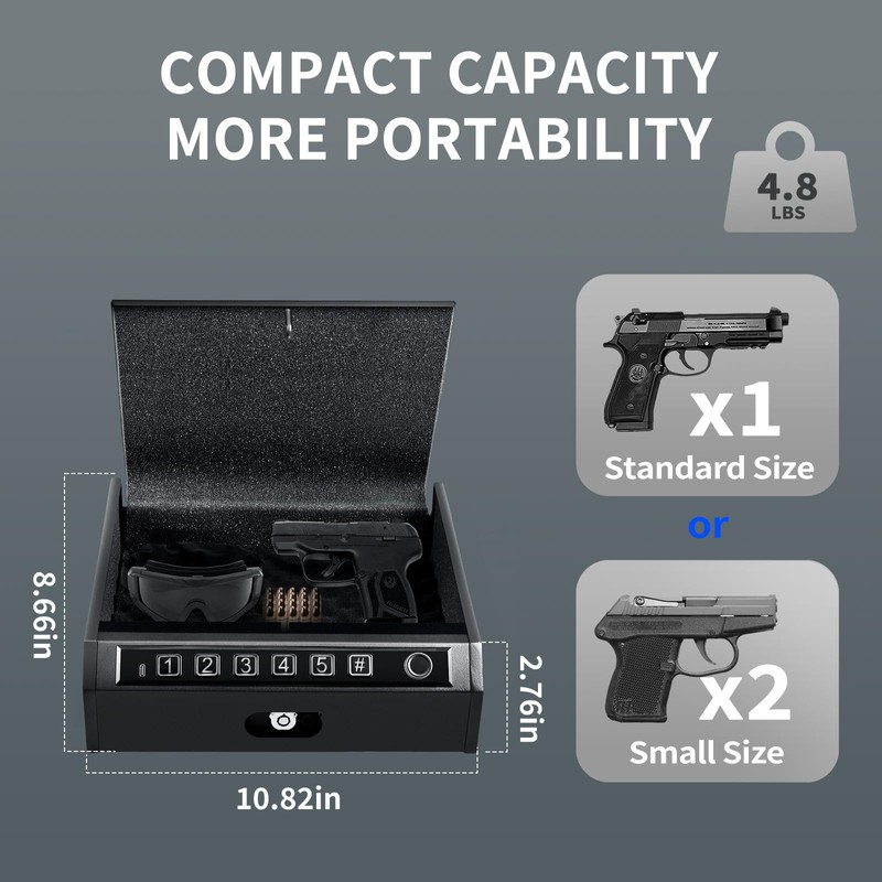 ADIMO Biometric Handgun Lock Box, Fingerprint Gun Safe with Quiet