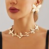 Nicute Butterfly Earrings Necklace Set Gold Cuban Link Choker Prom