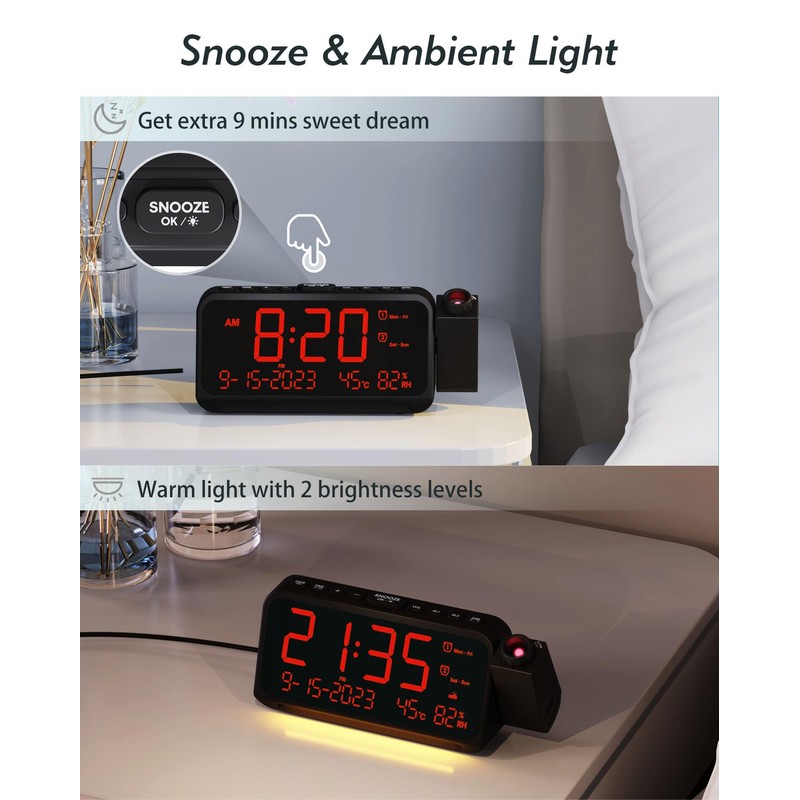 Roxicosly Projection Alarm Clock for Bedroom Ceiling, 118 dB Super