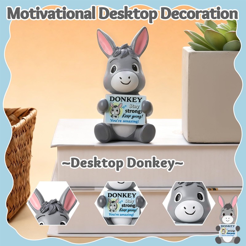 GGSTDDUP 4 Inch Positive Donkey, Inspirational Donkey Resin Figurine