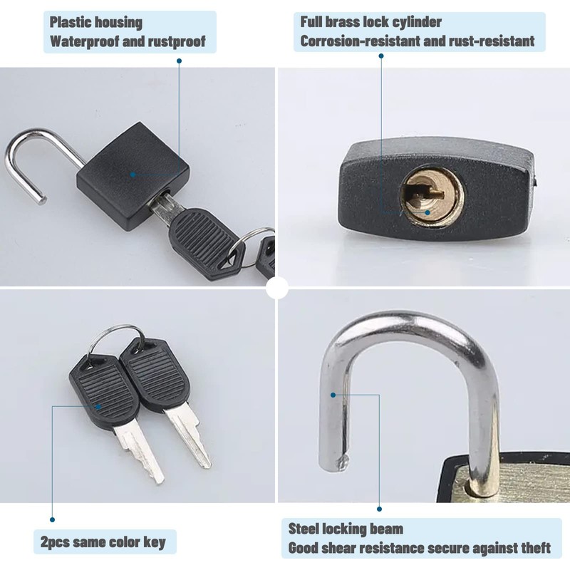 Pack of 2 Suitcase Lock with Key, Blue Luggage Locks,