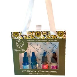 Kit Esencia Latina Radiante 4 Serums | Piel Firme y Luminosa | Antiedad e Hidratación | Skin Care | Serum Facial | No Comedogénico | Vitamina C, AH y Bakuchiol | 4x10 ml