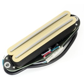 Musiclily Pro ST-DPLC Ceramic Dual Single Coil Sized Humbucker Pickup 6.2K for Strat Style Electric Guitar, Cream Body Chrome Rail