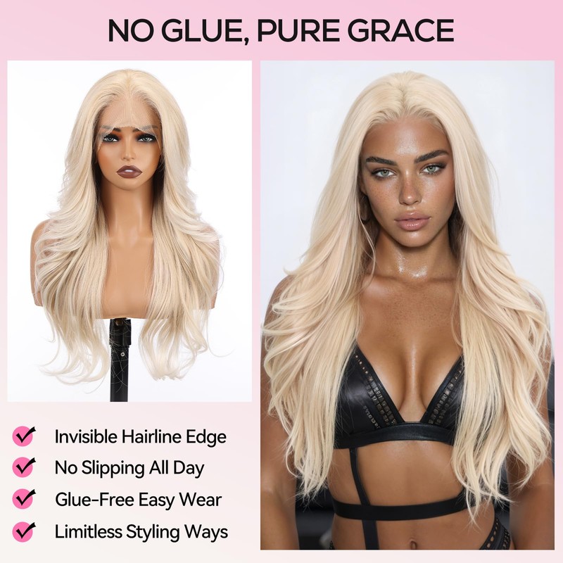 topshe Blonde 13x4 HD Lace Front Wig, 26 Inch Body