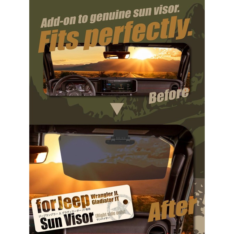 AZUTO Sun Visor Right Side Only Compatible with Jeep Wrangler