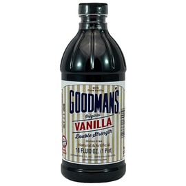 Goodman's Original Vanilla Double Strength - Gluten-Free, Non-GMO, Kosher, Low Carb & Low Calorie, a Blend of Artificial flavors with Pure Vanilla - No Animal Products, No Sugar (16oz Bottle)