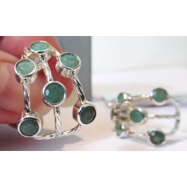 Mine Finds Jay King Sterling Silver Natural Emerald Multi-Stone J-Hoop Earrings