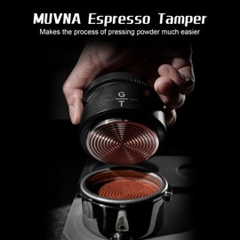 MUVNA 58.35mm Espresso Tamper, Slow Rebound Coffee Tamper with Stainless Steel Ripple Base, Compatible with All Over 58mm Blttomless Portafilters