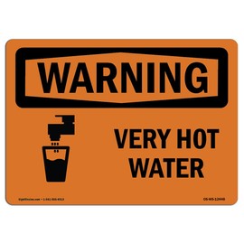 OSHA Warning Sign - Very Hot Water with Symbol | Decal | Protect Your Business, Construction Site, Warehouse & Shop Area |  Made in The USA