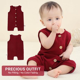 HAHASHOW Newborn Cotton Romper Baby Sleeveless Overalls Clothing Spring Summer Sleeveless Bodysuit Infant Outfit 0-3months Red