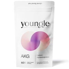 Youngle Calcium Alpha-Ketoglutarat Kapseln, 100% rein, in Deutschland hergestellt, in deutschen Laboren getestet, ohne Zusatzstoffe, verz?gerte Freisetzung (60 Kapseln)
