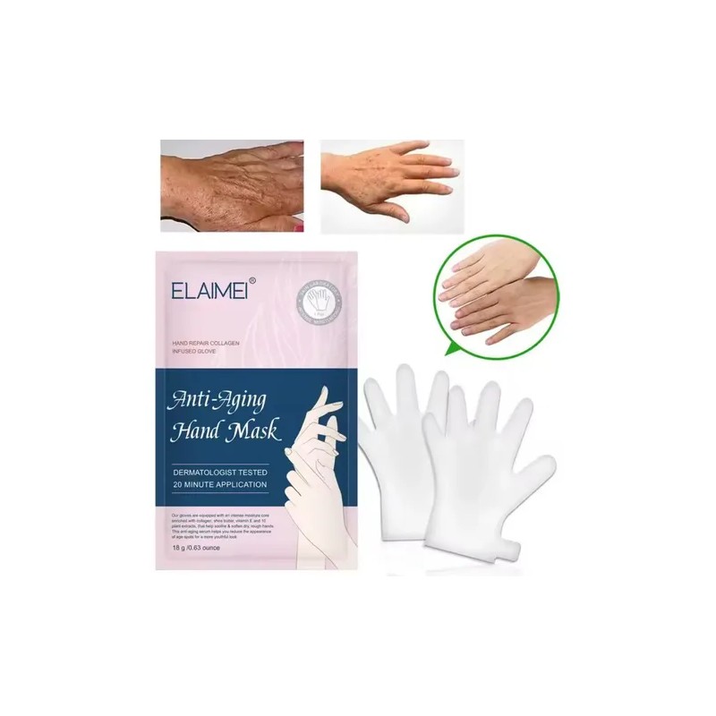 Mascarilla Guantes Manos Colágeno Hidratante Vitamina E 1par