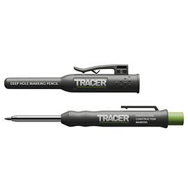 TRACER Deep Hole Construction Pencil with TRACER Site Holster (120mm, Extendable 2B Construction Pencil with Inbuilt Sharpener)