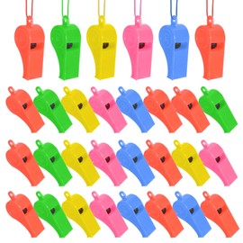 Zimoer Plastic Whistles, Pack of 24 Sports Whistles with Lanyard, Colourful Whistles, for Dog Training, Sports Lessons, Football Sports
