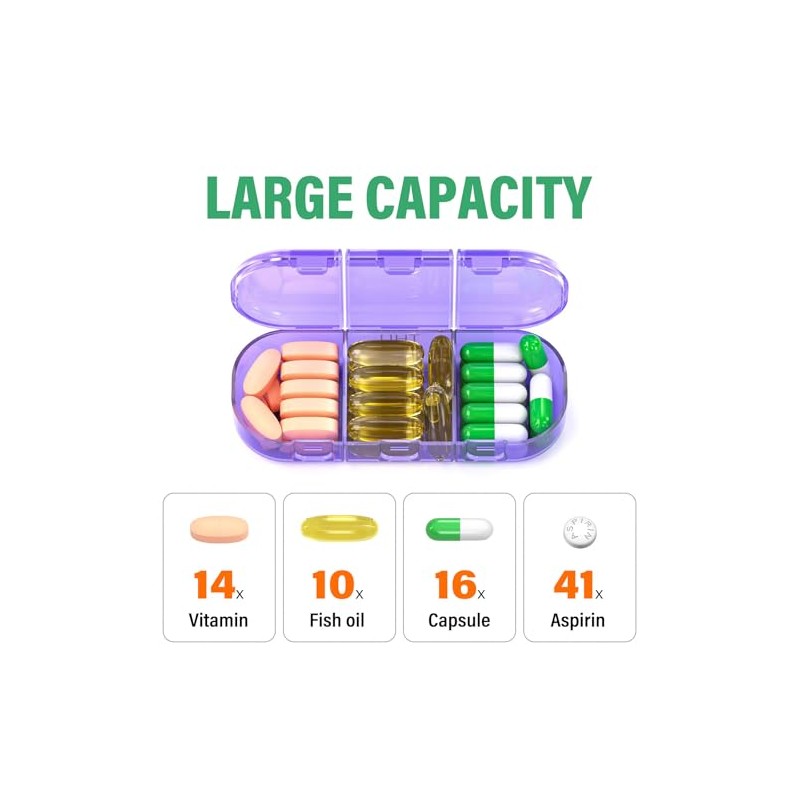 Weekly Pill Organizer 3 Times a Day, 7 Day Portable